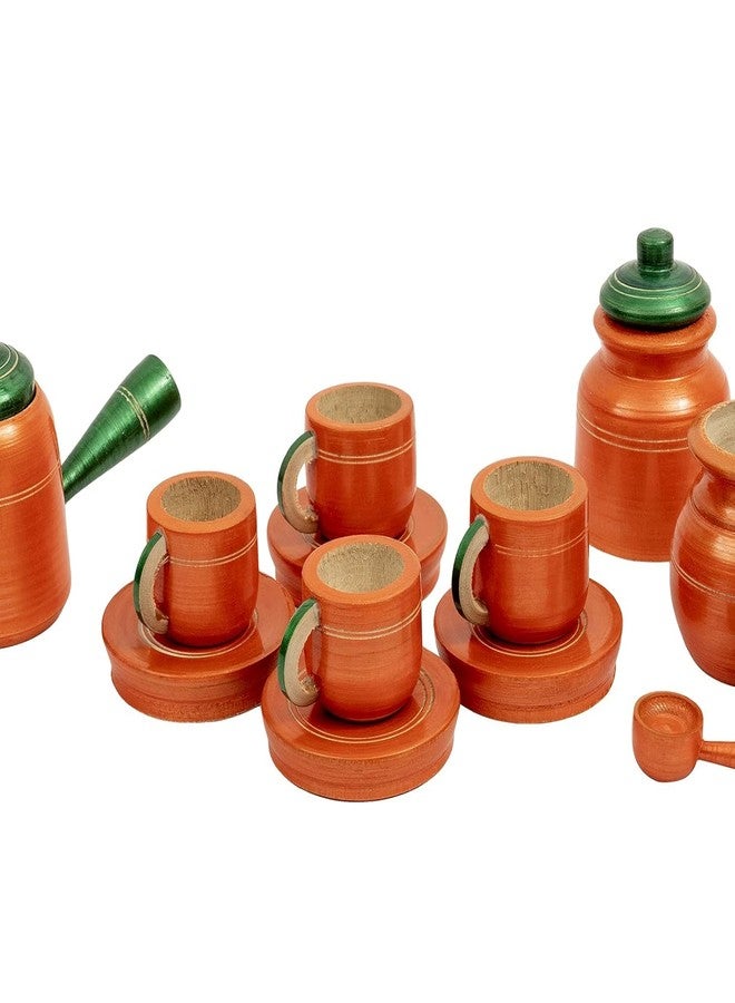 TOOLART™ Traditional Handcrafted 12-Piece Wooden Kitchen Tea Serving Set for Girls & Boys (Color May Vary) Toy_Kitchen_Set_4r - Image 3